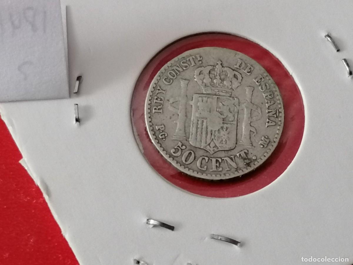 Monedas de Espa&ntilde;a: Plata, moneda 50 ct, 1892, PGM, Espa&ntilde;a, 2,5 gr, BC+ - Foto 2