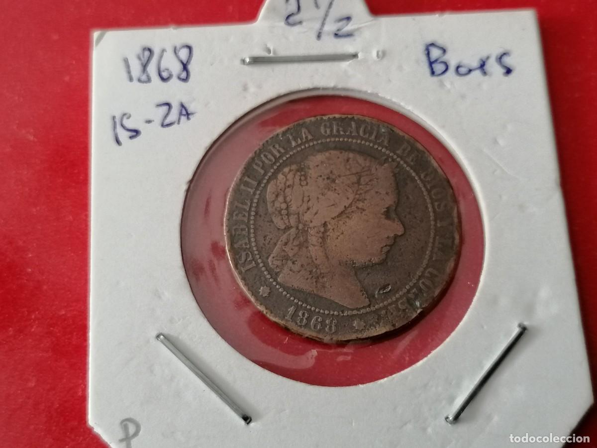 Monedas de Espa&ntilde;a: cobre, moneda 2,5 cent 1868, , Espa&ntilde;a, Barcelona, BC+ - Foto 1