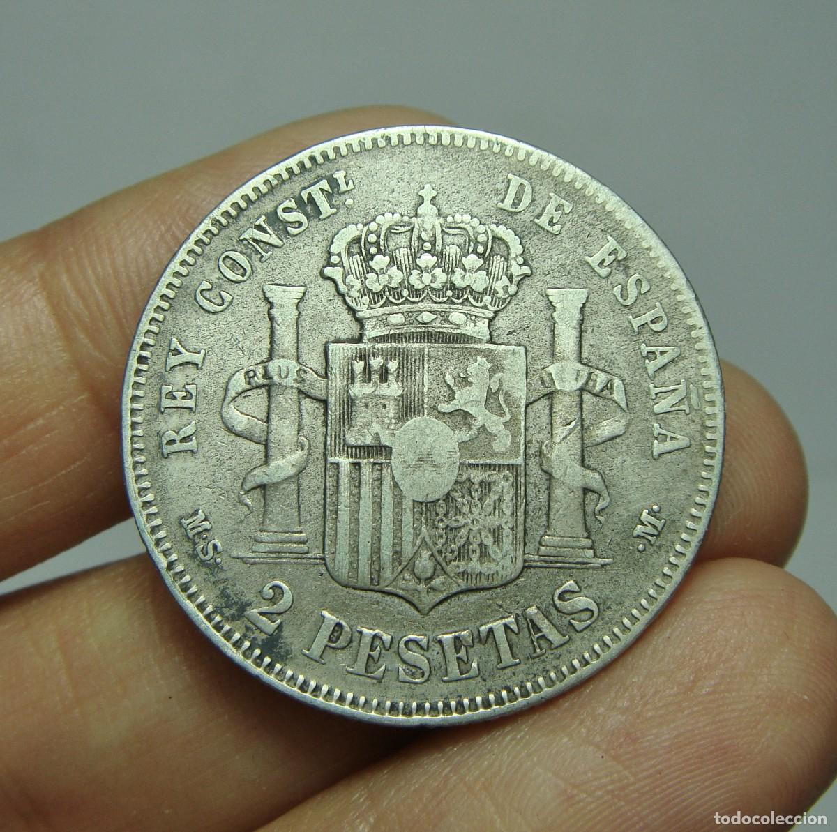 Monedas de Espa&ntilde;a: 2 Pesetas. Plata. Alfonso XII. MSM - 1884 - Foto 2