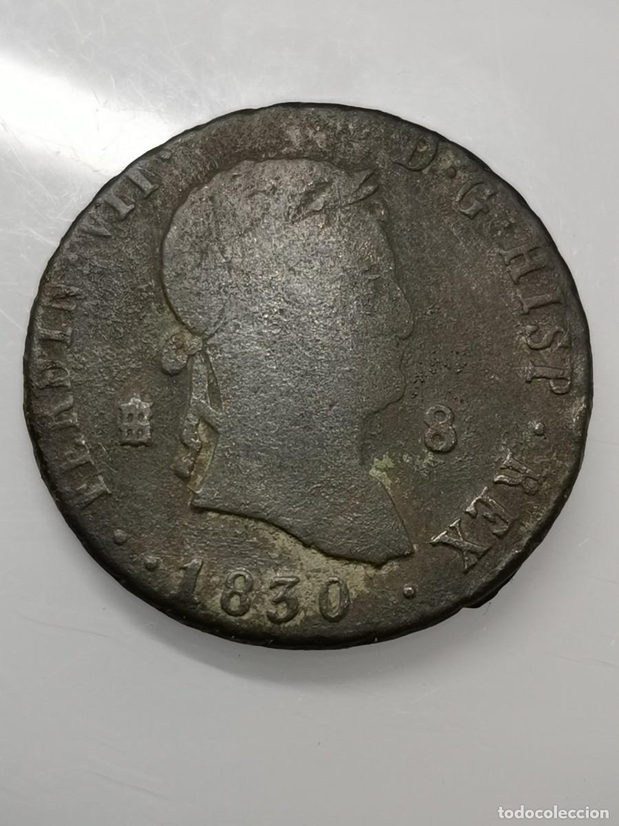 Monedas de Espa&ntilde;a: Fernando VII 8 Maraved&iacute;s 1830 Ceca de Segovia. - Foto 3