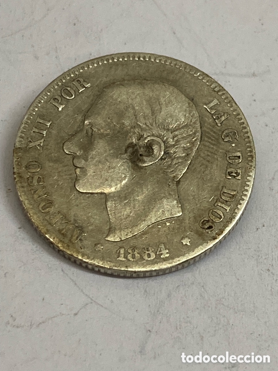 Monedas de Espa&ntilde;a: Moneda de plata 2 pesetas 1884 M26 - Foto 2