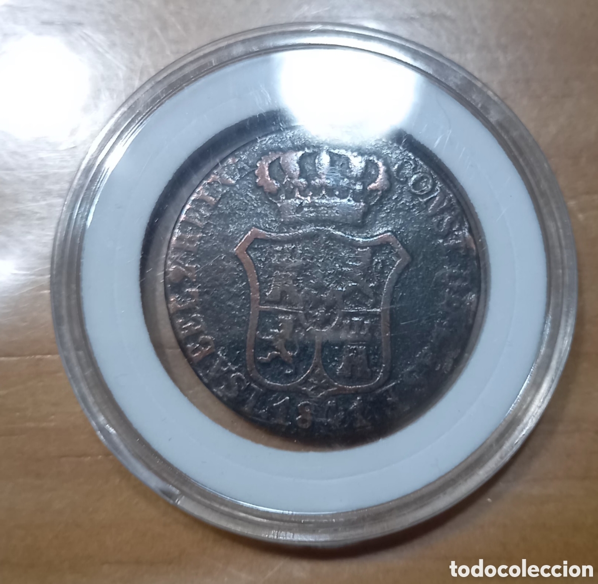 Monedas de Espa&ntilde;a: Moneda de 6 cuartos 1841 Isabel II Catalu&ntilde;a - Foto 5