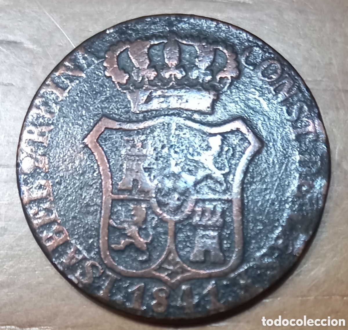 Monedas de Espa&ntilde;a: Moneda de 6 cuartos 1841 Isabel II Catalu&ntilde;a - Foto 1