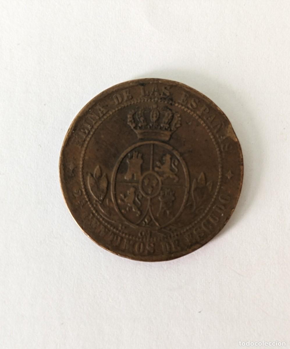 Monedas de Espa&ntilde;a: Moneda Isabel II 2 1/2 centimos de Escudo 1868 - Foto 2