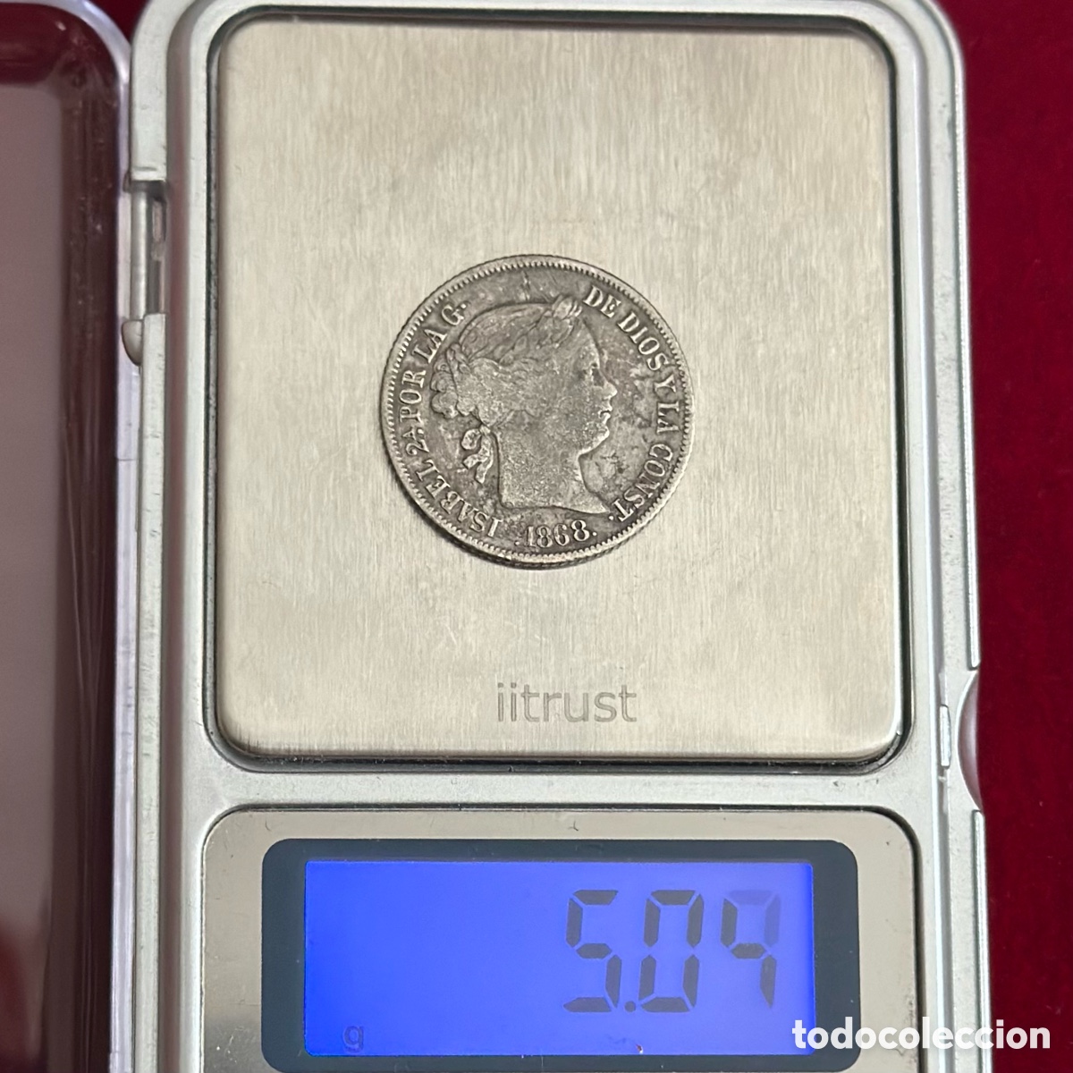 Monedas de Espa&ntilde;a: 20 centavos 1868 Manila Isabel II - Foto 3