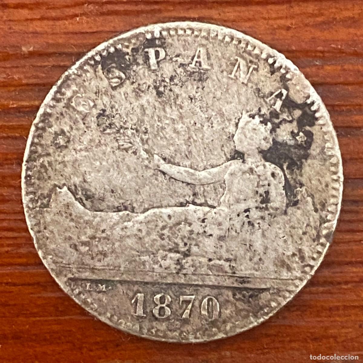 Monedas de Espa&ntilde;a: Moneda Espa&ntilde;a 1870 1 Peseta de plata - Foto 1