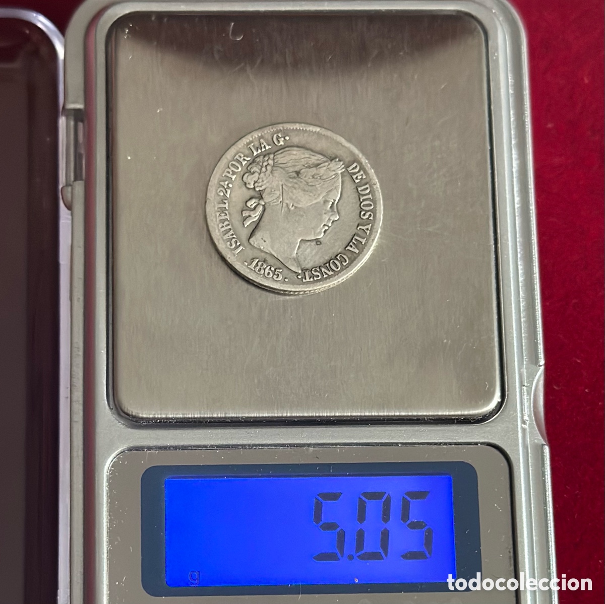 Monedas de Espa&ntilde;a: ESCASA 20 centavos 1865 Manila Isabel II - Foto 3