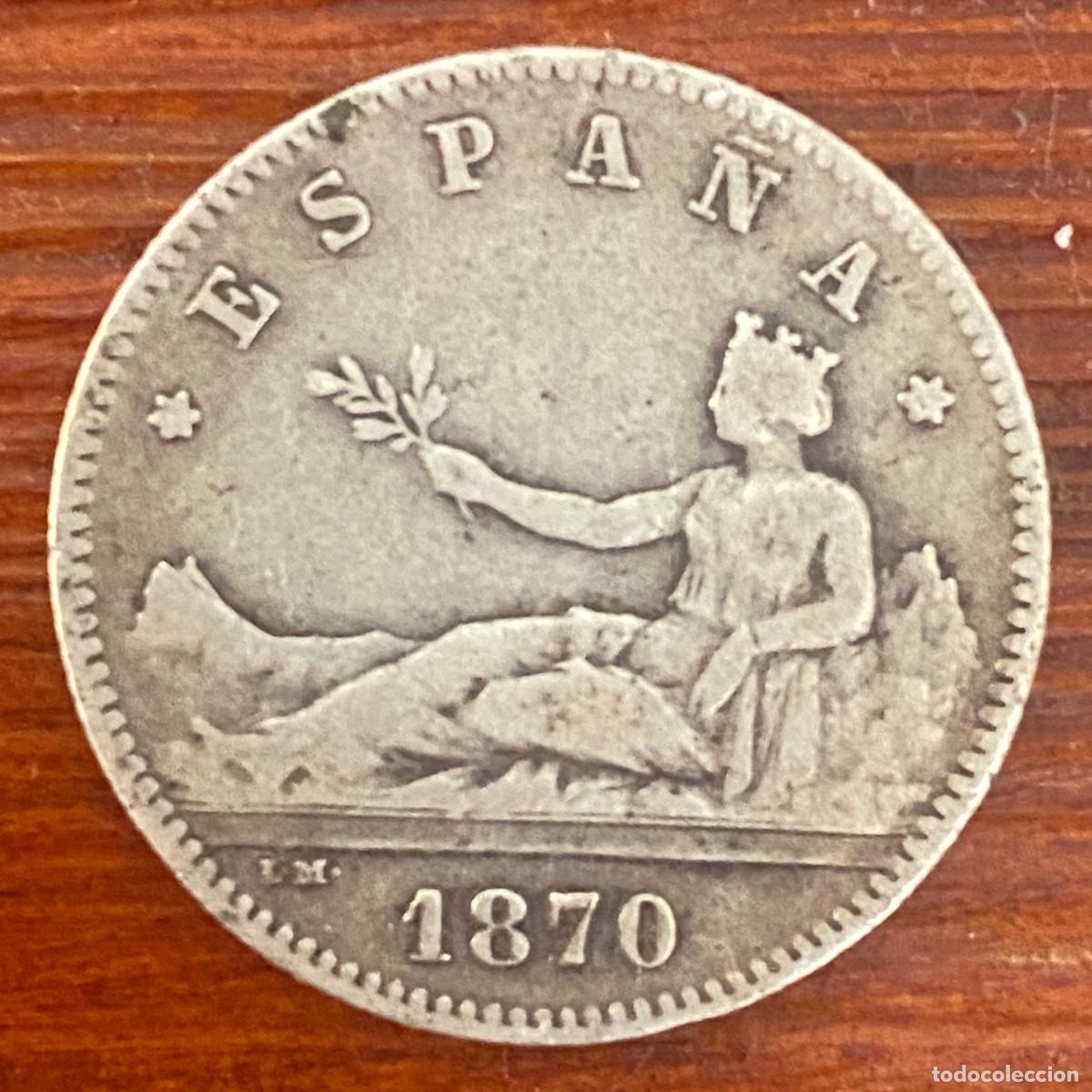 Monedas de Espa&ntilde;a: Moneda Espa&ntilde;a 1870 1 Peseta de plata - Foto 1