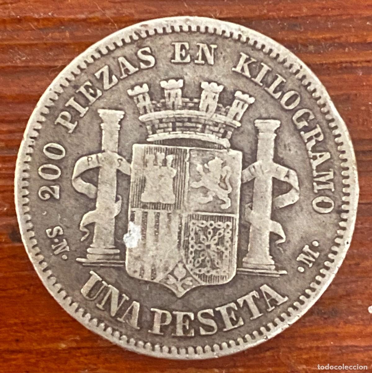 Monedas de Espa&ntilde;a: Moneda Espa&ntilde;a 1870 1 Peseta de plata - Foto 2