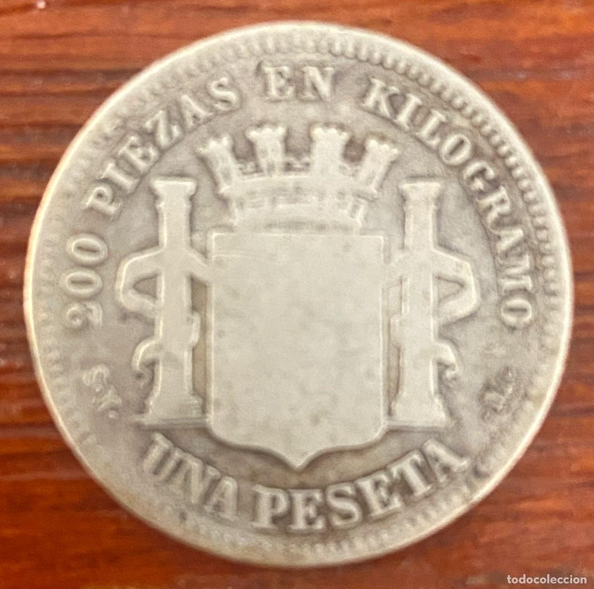 Monedas de Espa&ntilde;a: Moneda Espa&ntilde;a 1870 1 Peseta de plata - Foto 2