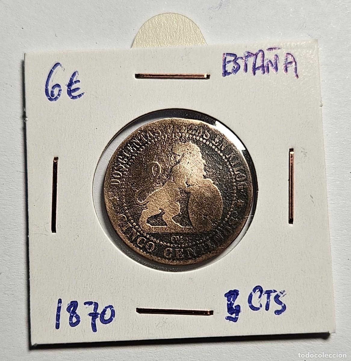 Monedas de Espa&ntilde;a: MONEDA DE ESPA&Ntilde;A 1870 &rdquo;5 CENTIMOS&rdquo; - Foto 1