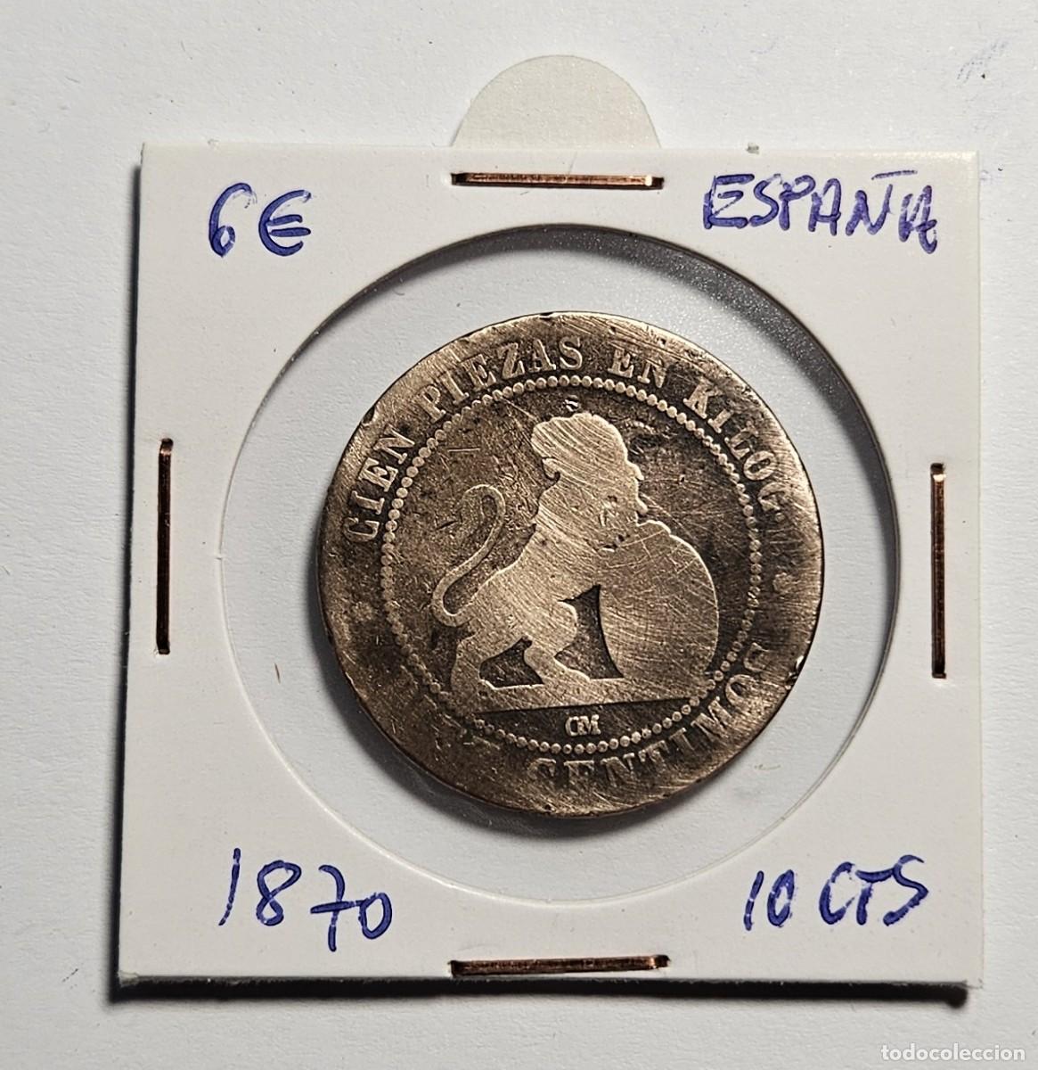 Monedas de Espa&ntilde;a: MONEDA DE ESPA&Ntilde;A 1870 &rdquo;10 CENTIMOS&rdquo; - Foto 1