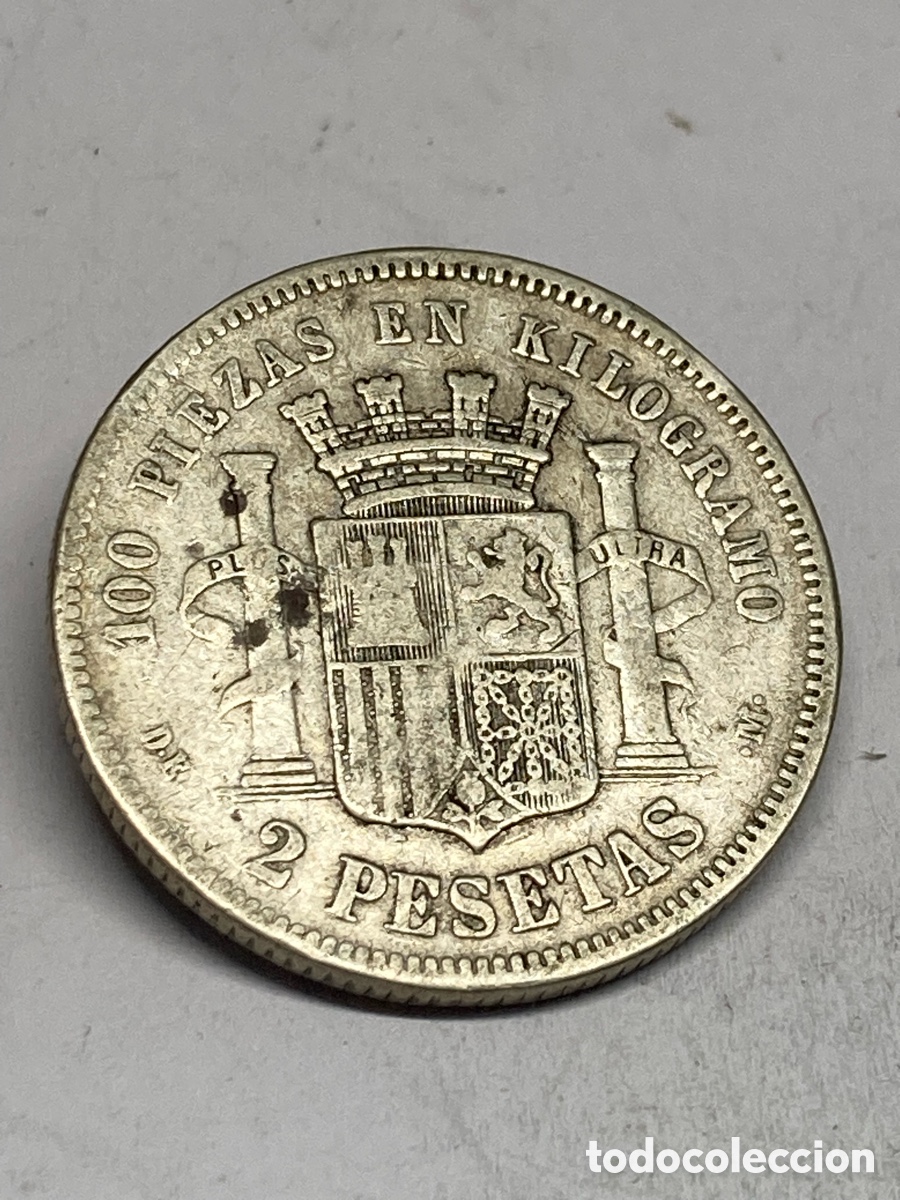 Monedas de Espa&ntilde;a: Moneda de plata 2 pesetas 1870 M29 - Foto 2
