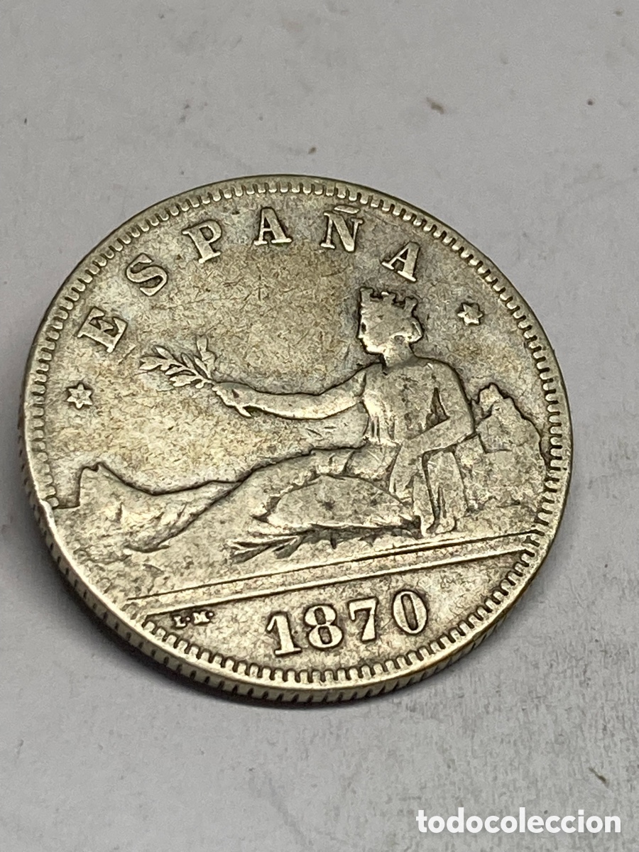 Monedas de Espa&ntilde;a: Moneda de plata 2 pesetas 1870 M29 - Foto 2