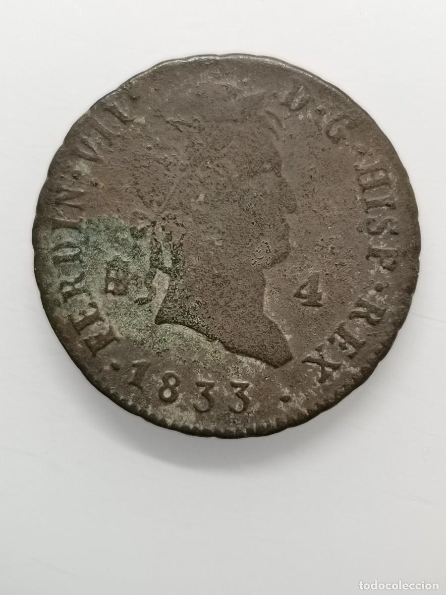 Monedas de Espa&ntilde;a: Fernando VII 4 Maraved&iacute;s 1833 Ceca Segovia. - Foto 3
