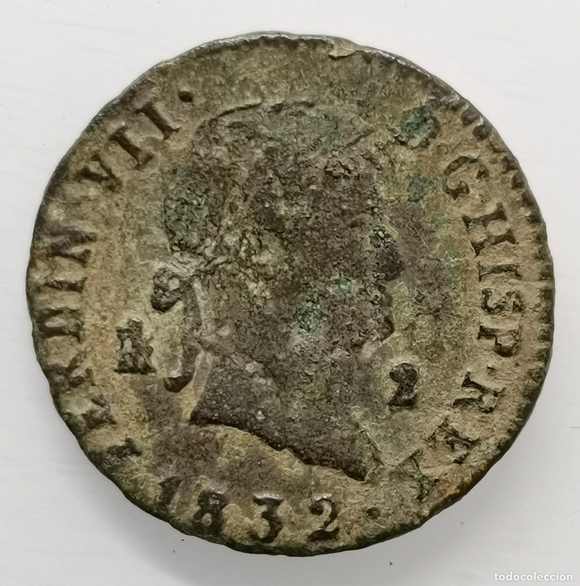 Monedas de Espa&ntilde;a: Fernando VII 2 Maraved&iacute;s 1832 Ceca Segovia. - Foto 1