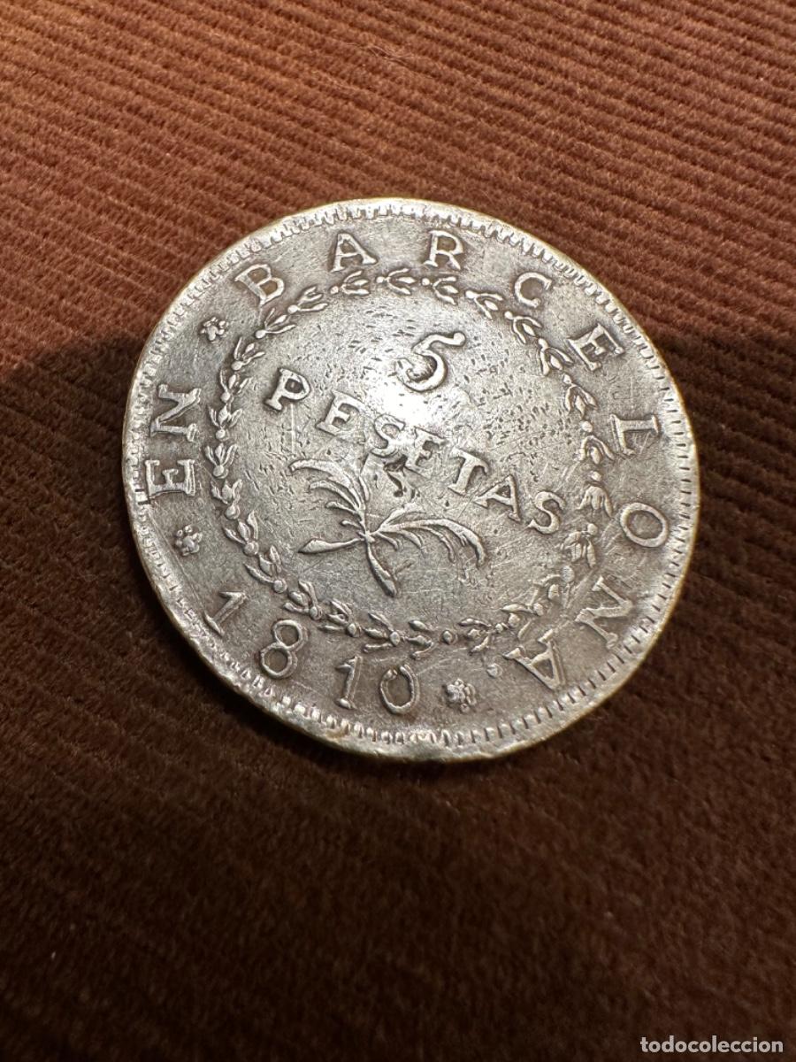Monedas de Espa&ntilde;a: Moneda 5 pesetas Barcelona 1810 - Foto 2