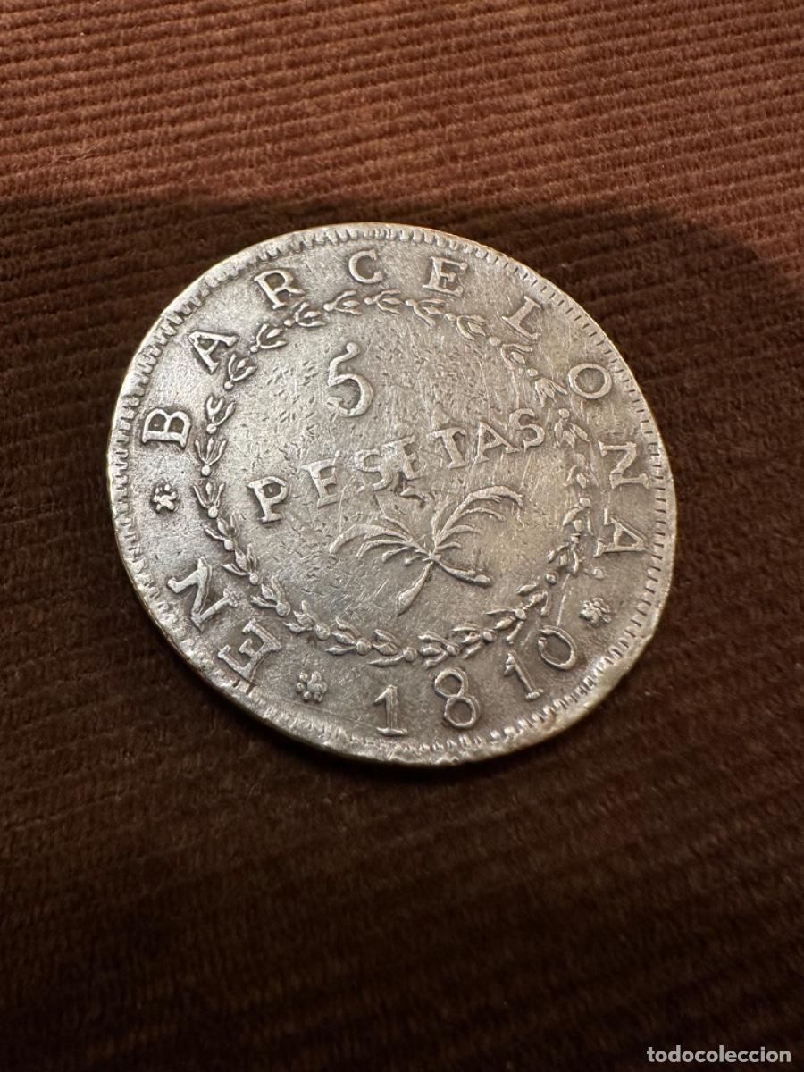 Monedas de Espa&ntilde;a: Moneda 5 pesetas Barcelona 1810 - Foto 3