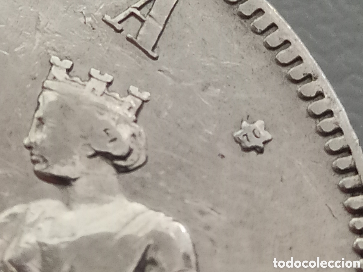 Monedas de Espa&ntilde;a: MONEDA ESPA&Ntilde;A PROVISIONAL 5 PESETAS 1870 - Foto 4