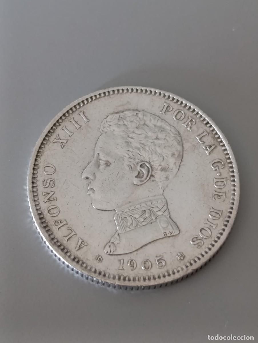 Monedas de Espa&ntilde;a: Moneda de plata de 2 pesetas de 1905 MBC - Foto 1