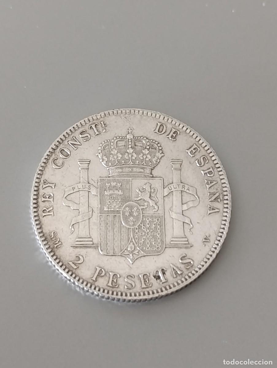 Monedas de Espa&ntilde;a: Moneda de plata de 2 pesetas de 1905 MBC - Foto 2