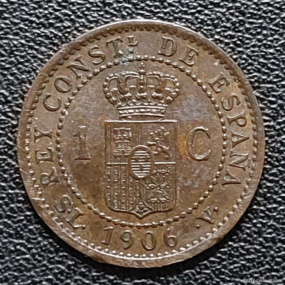 Monedas de Espa&ntilde;a: Espa&ntilde;a 1 C&eacute;ntimo Alfonso XIII 1906 estrella 6 (EBC) - Foto 2