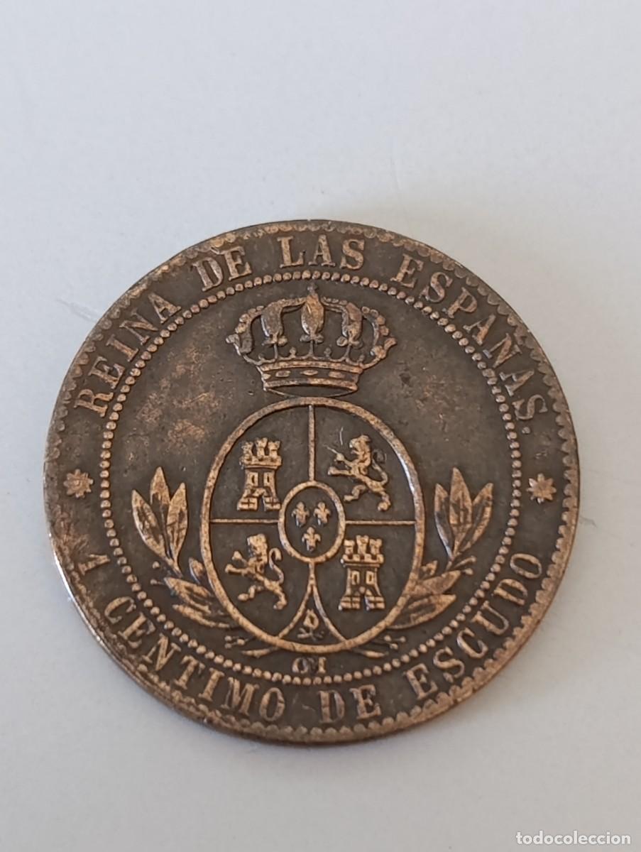 Monedas de Espa&ntilde;a: Moneda cobre 1 c&eacute;ntimo de escudo de 1868 - Foto 2