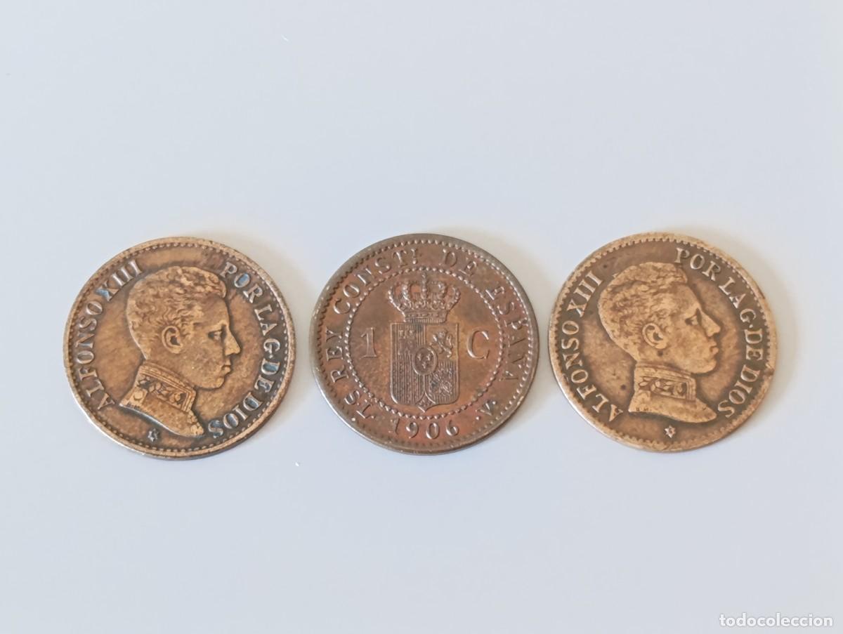 Monedas de Espa&ntilde;a: 3 monedas de cobre 1 c&eacute;ntimo de 1906 *6 (tipo 1) - Foto 1