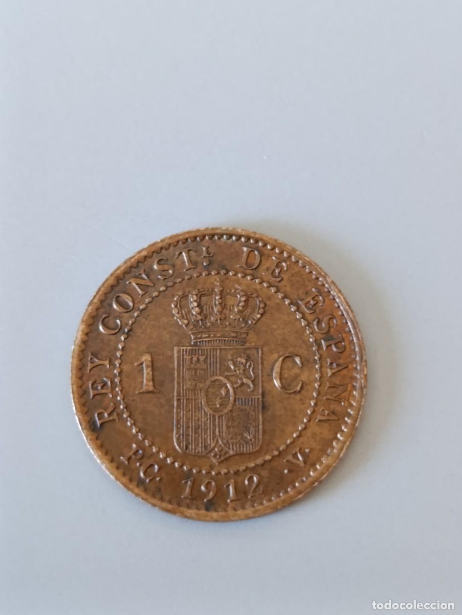 Monedas de Espa&ntilde;a: Moneda cobre 1 c&eacute;ntimo de 1912, estrella 2. - Foto 1