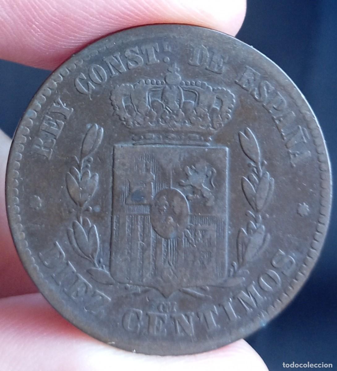 Monedas de Espa&ntilde;a: 10 c&eacute;ntimos 1878 (MBC-) Alfonso XII - Foto 2