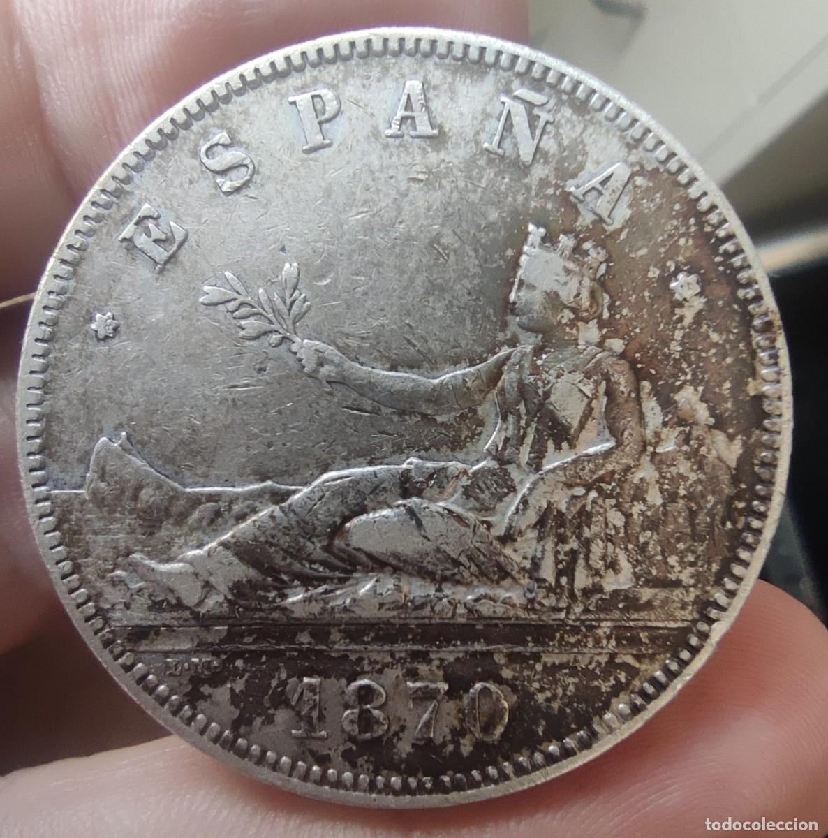 Monedas de Espa&ntilde;a: GOBIERNO PROVISIONAL 1870 5 PESETAS PLATA SILVER - Foto 1