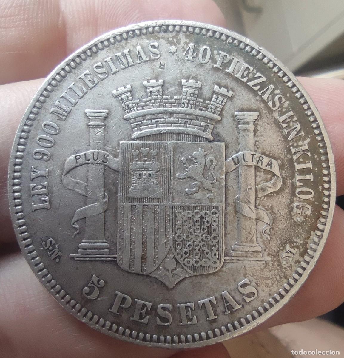 Monedas de Espa&ntilde;a: GOBIERNO PROVISIONAL 1870 5 PESETAS PLATA SILVER - Foto 2