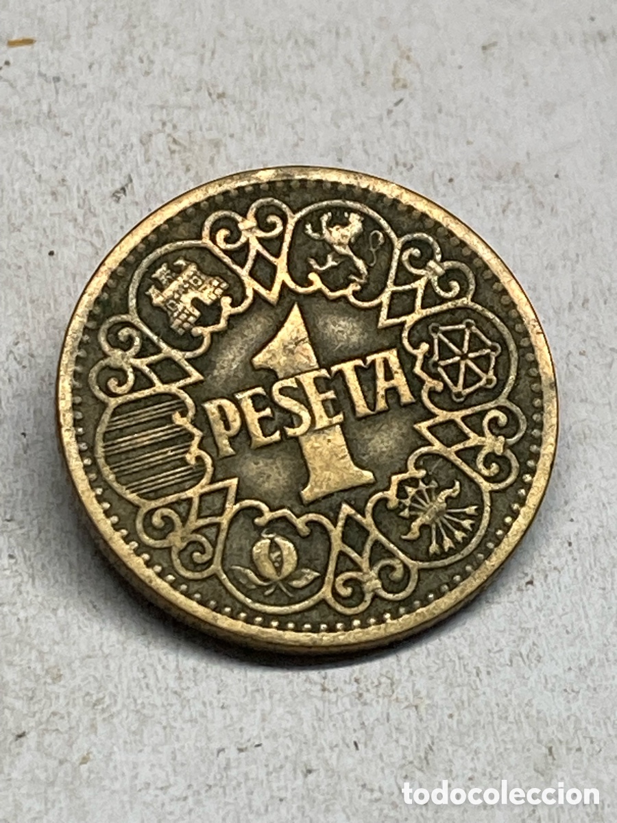 Monedas de Espa&ntilde;a: Moneda de una peseta 1944 M31 - Foto 2