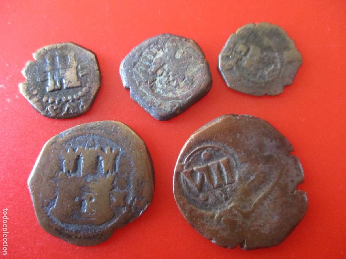 Monedas de Espa&ntilde;a: ESPA&Ntilde;A. Lote de 5 monedas antiguas variadas - Foto 1