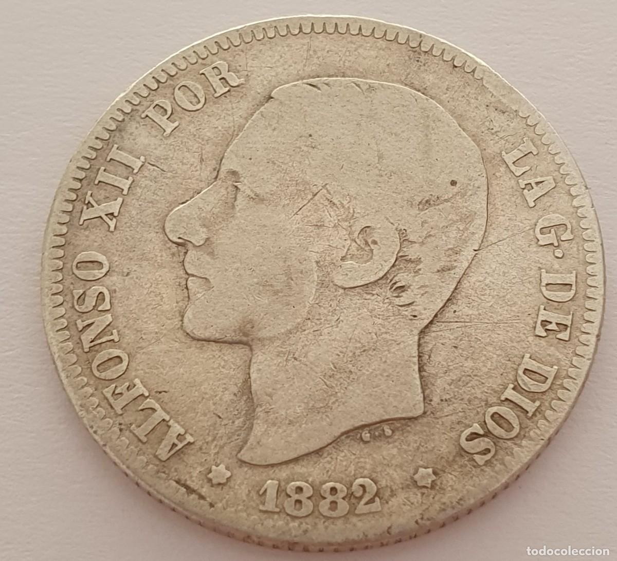 Monedas de Espa&ntilde;a: moneda de plata de ALFONSO XII DE 2 PESETAS DE1882 - Foto 1