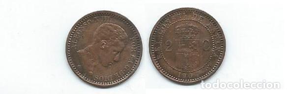 Monedas de Espa&ntilde;a: Moneda de dos c&eacute;ntimos de Alfonso XIII, 1904. - Foto 1