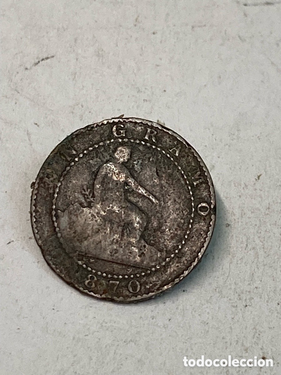 Monedas de Espa&ntilde;a: Moneda un c&eacute;ntimo 1870 X43 - Foto 2