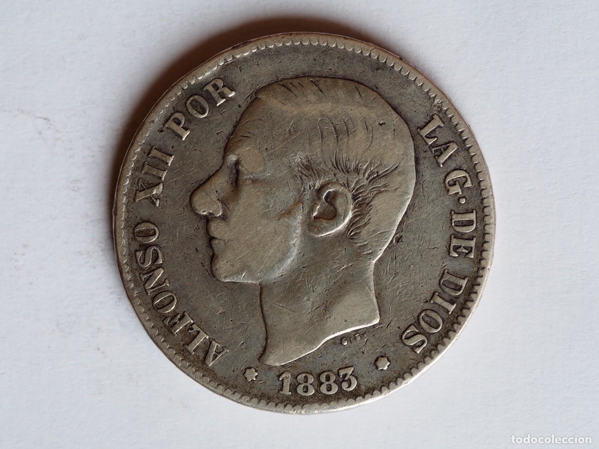 ESPAÑA Rey ALFONSO XII 50 CENTIMOS 1881 * 8/1 MSM REY y ESCUDO KM.685 MONEDA DE PLATA MBC+ Spain R/2
