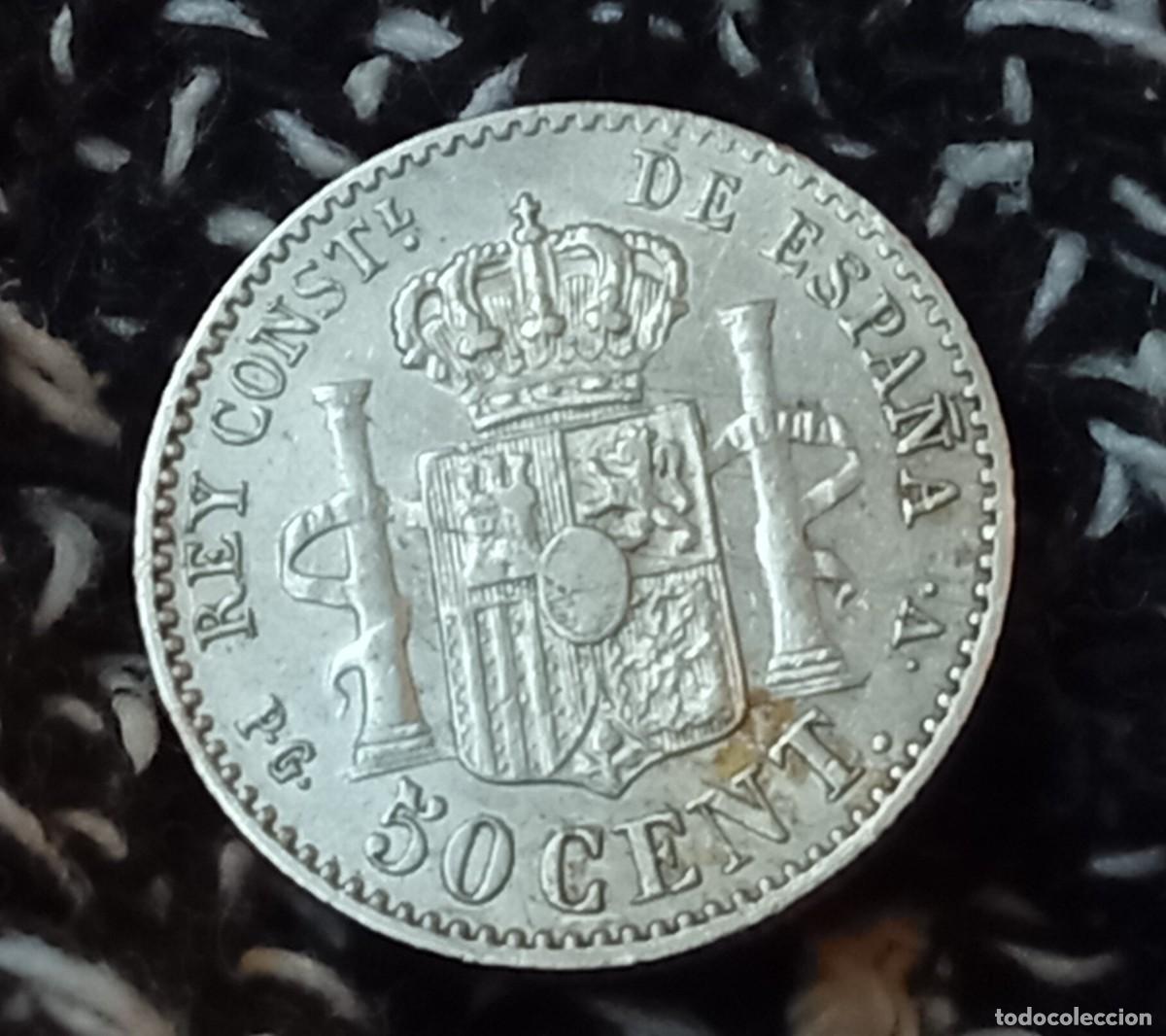 Monedas de Espa&ntilde;a: ALFONSO XIII. 50 C&Eacute;NTIMOS. 1894. MBC+ - Foto 3