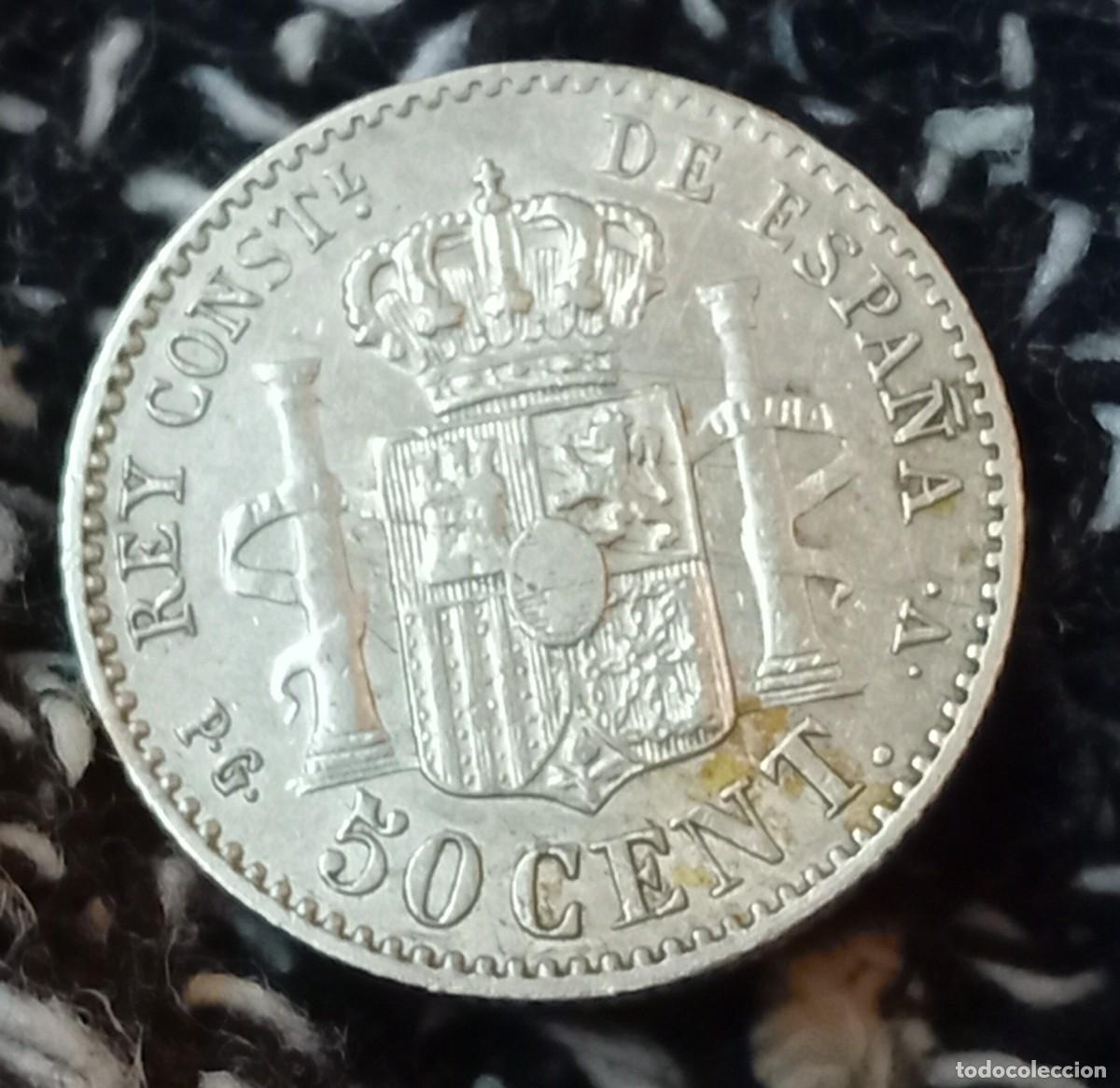 Monedas de Espa&ntilde;a: ALFONSO XIII. 50 C&Eacute;NTIMOS. 1894. MBC+ - Foto 6