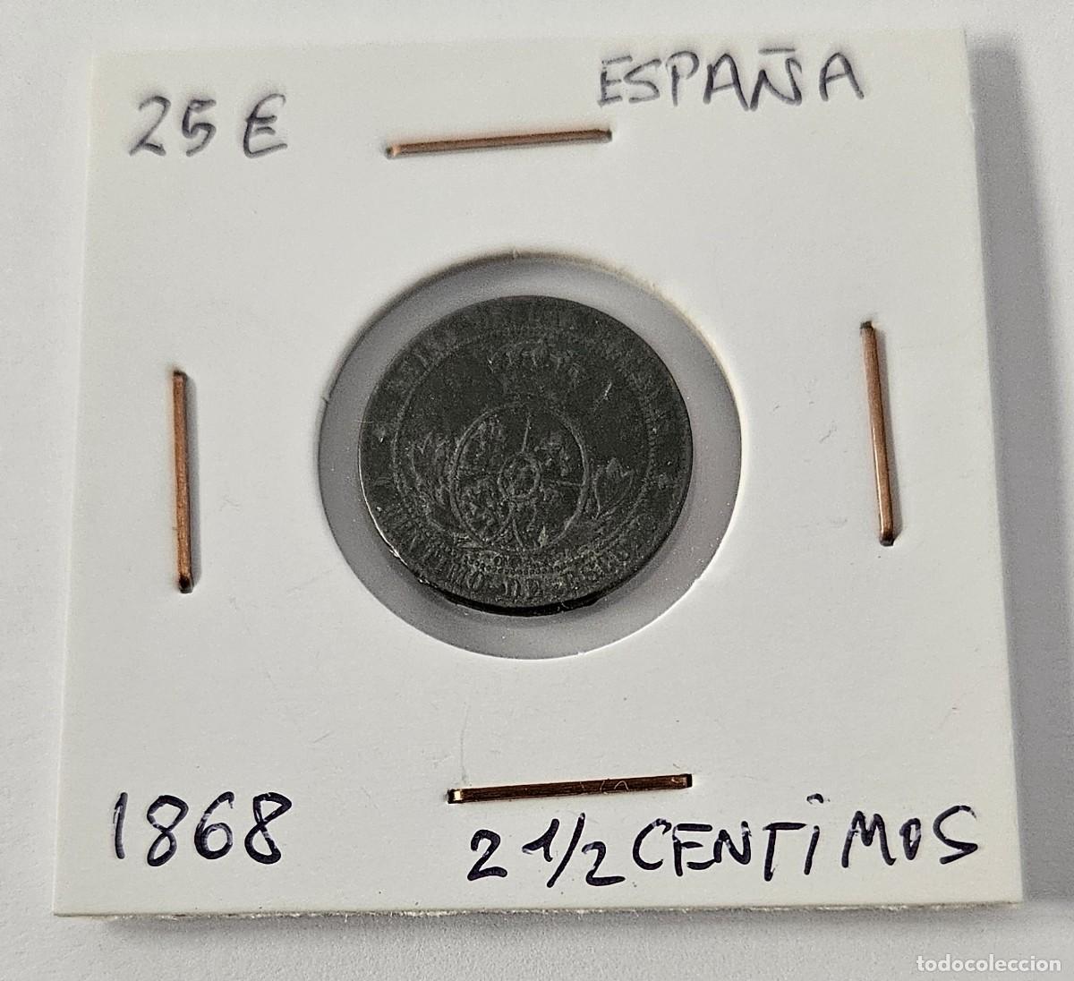 Monedas de Espa&ntilde;a: MONEDA DE ESPA&Ntilde;A 1868 &rdquo;2 1/2 CENTIMOS&rdquo; - Foto 1