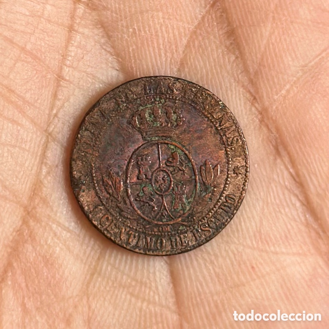 Monedas de Espa&ntilde;a: 1868. Isabel II. Barcelona. 1 c&eacute;ntimo de escudo - Foto 2