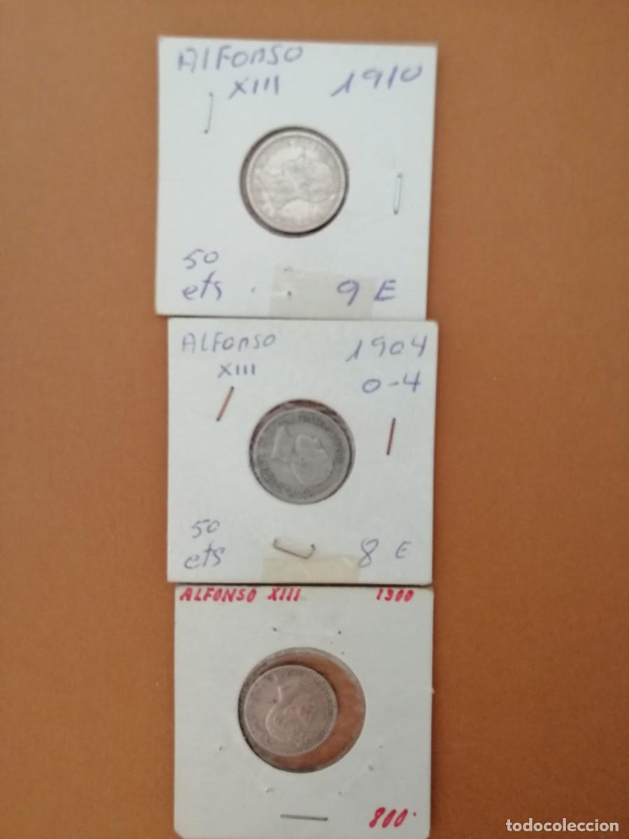 Monedas de Espa&ntilde;a: 3 monedas plata 50 c&eacute;ntimos Alfonso XIII - Foto 2