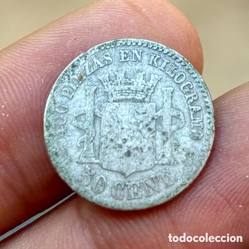 Monedas de Espa&ntilde;a: Moneda PLATA 50 Centimos 1869 Espa&ntilde;a - Foto 2