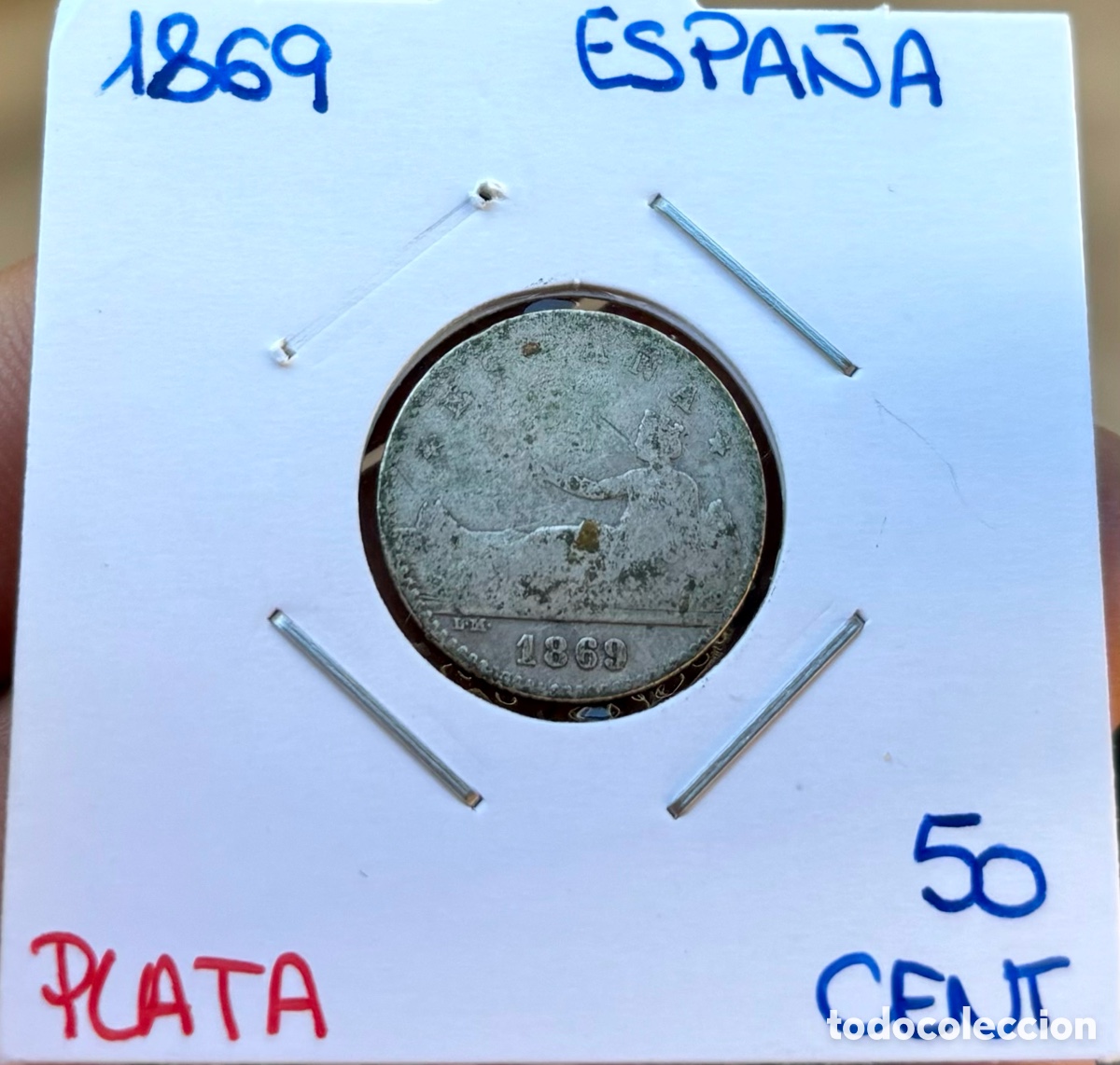 Monedas de Espa&ntilde;a: Moneda PLATA 50 Centimos 1869 Espa&ntilde;a - Foto 3