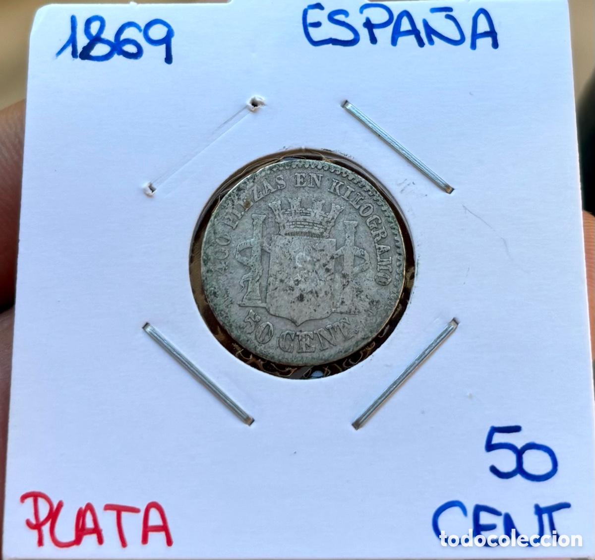 Monedas de Espa&ntilde;a: Moneda PLATA 50 Centimos 1869 Espa&ntilde;a - Foto 4