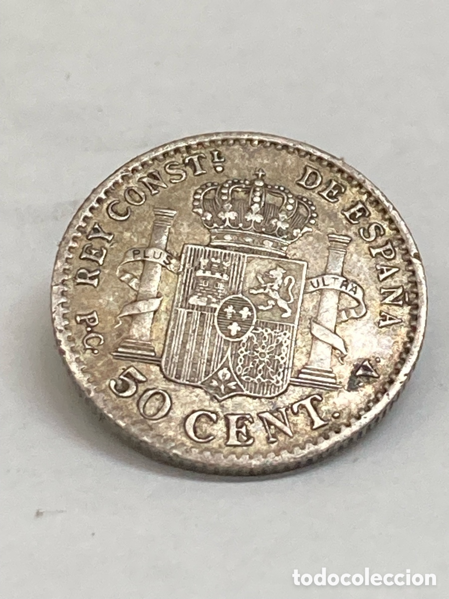 Monedas de Espa&ntilde;a: Moneda de plata 50 c&eacute;ntimos 1910 J52 - Foto 2
