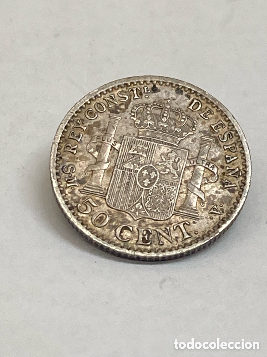 Monedas de Espa&ntilde;a: Moneda de plata 50 c&eacute;ntimos 1904 J52 - Foto 2