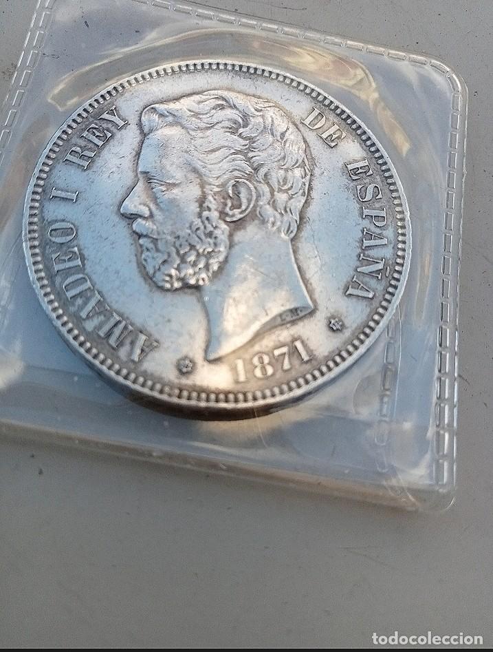 Monedas de Espa&ntilde;a: Moneda 5 pesetas Amadeo plata 1871 - Foto 1