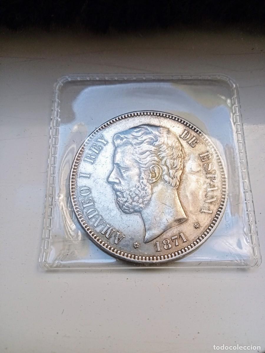 Monedas de Espa&ntilde;a: Moneda 5 pesetas Amadeo plata 1871 - Foto 3
